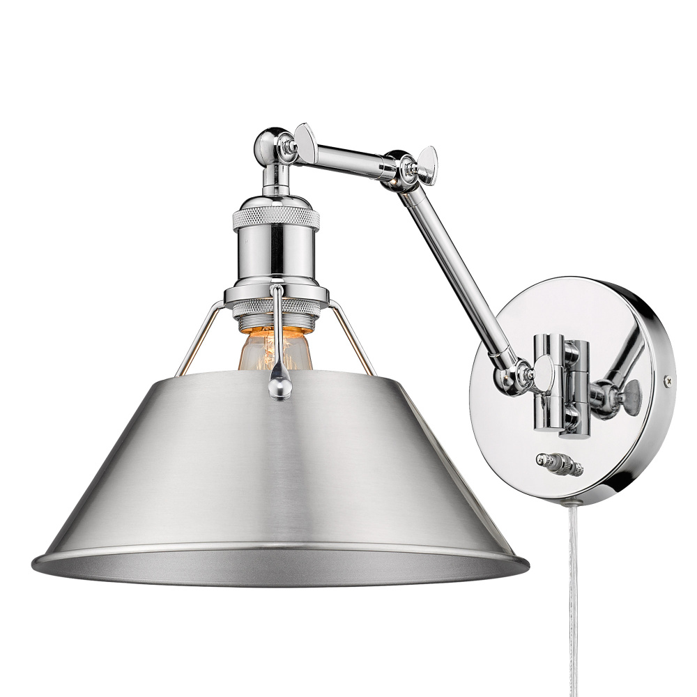 Yep by Golden Lighting Orwell 1-light Swing Arm Wall Lamp in Chrome and Pewter shade